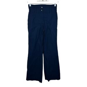 Maeve The Naomi Linen Wide-Leg Flare Pants Navy Size 0 Anthropologie EUC